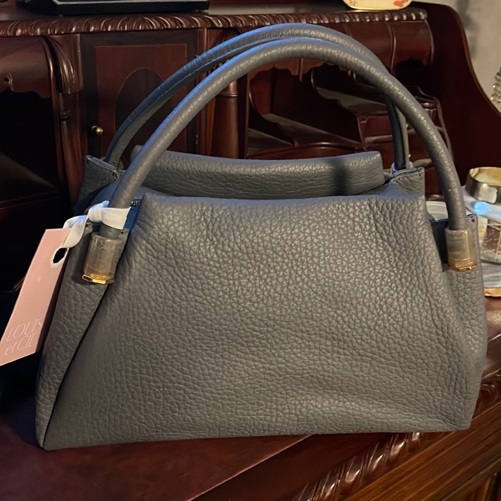 LOUISE et CIE Aina Satchel Soufflé Gray Handbag Authentic Leather MSRP $428